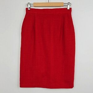 Braemar Women's 100% Wool Vibrant Red Knee Length Pencil Skirt Work Sz 8